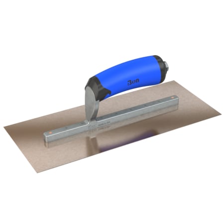 Steel City Trowels By Bon Finish Trowel, Square, Golden Stainless, 12 X 5, Comfort Grip 67-124